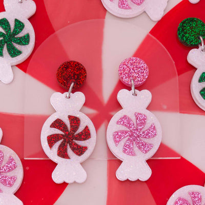 Christmas Lolly Dangle Earrings - Choose Colour