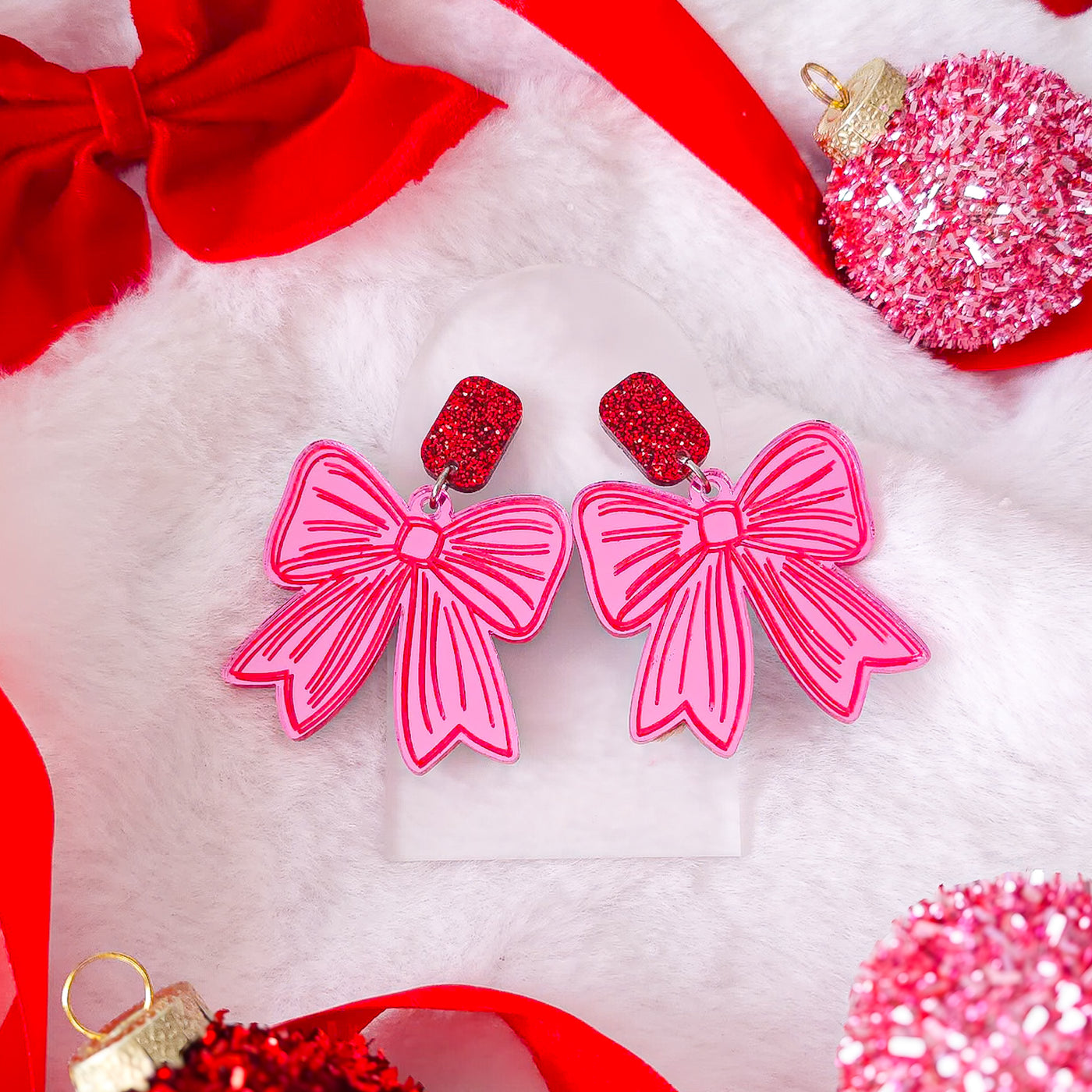 Bow Earrings - Pink