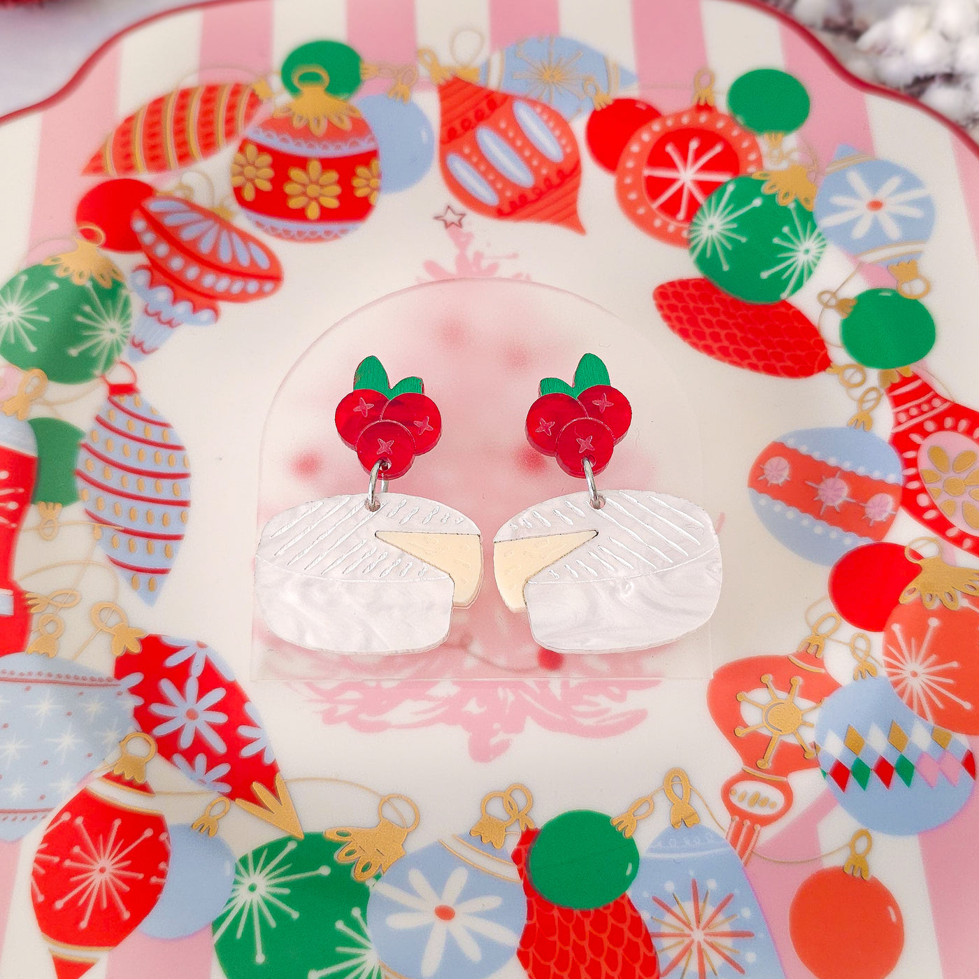 Camembert & Cranberry Earrings