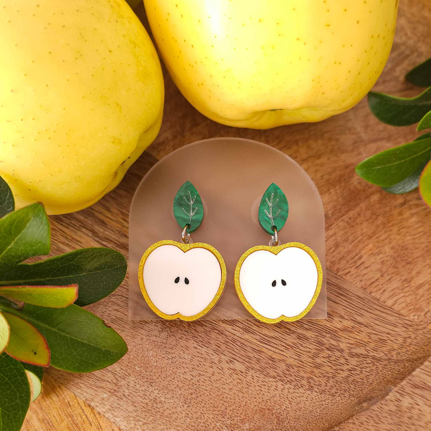 Golden Delicious Apple Earrings