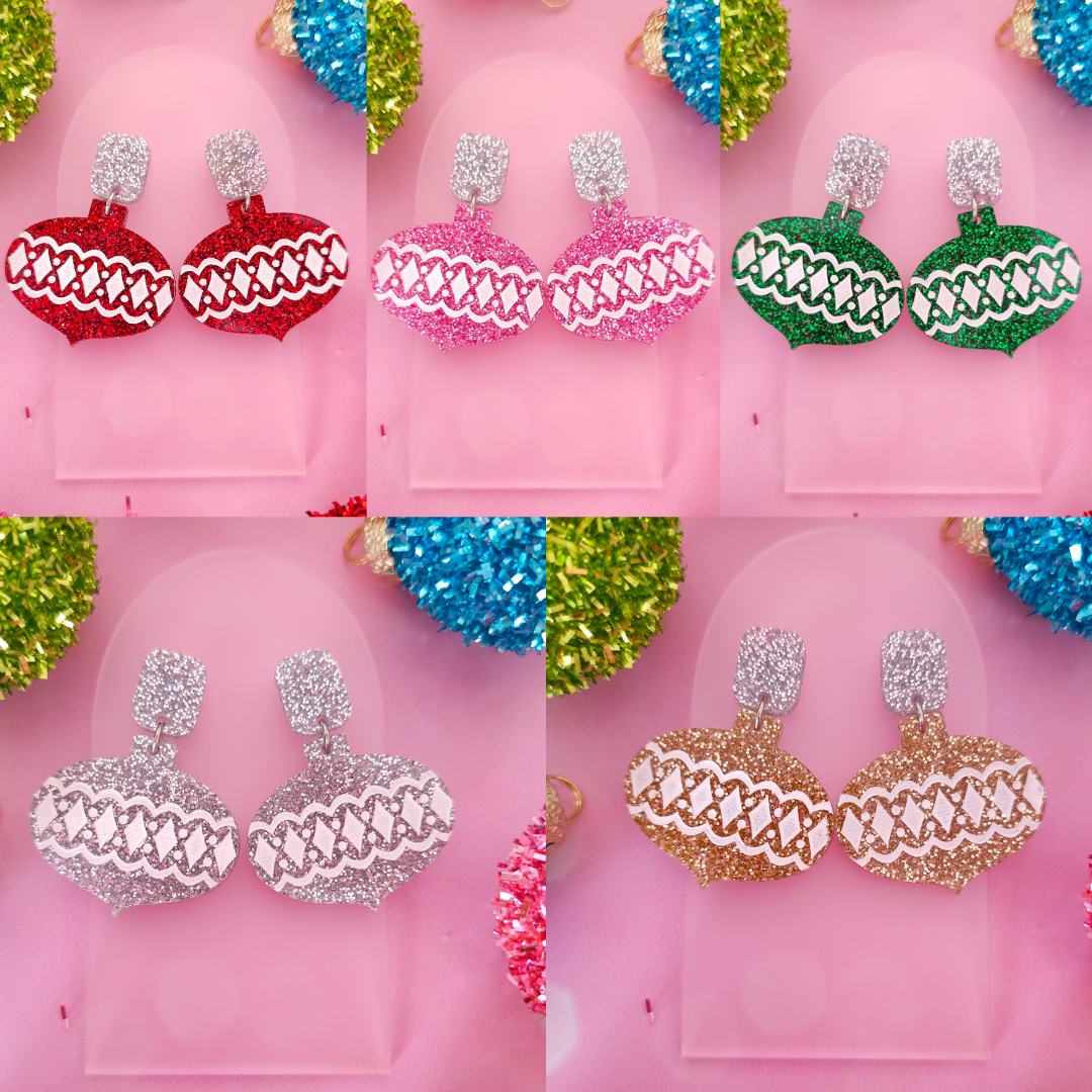 Retro Ornament Dangle Earrings - Choose Colour