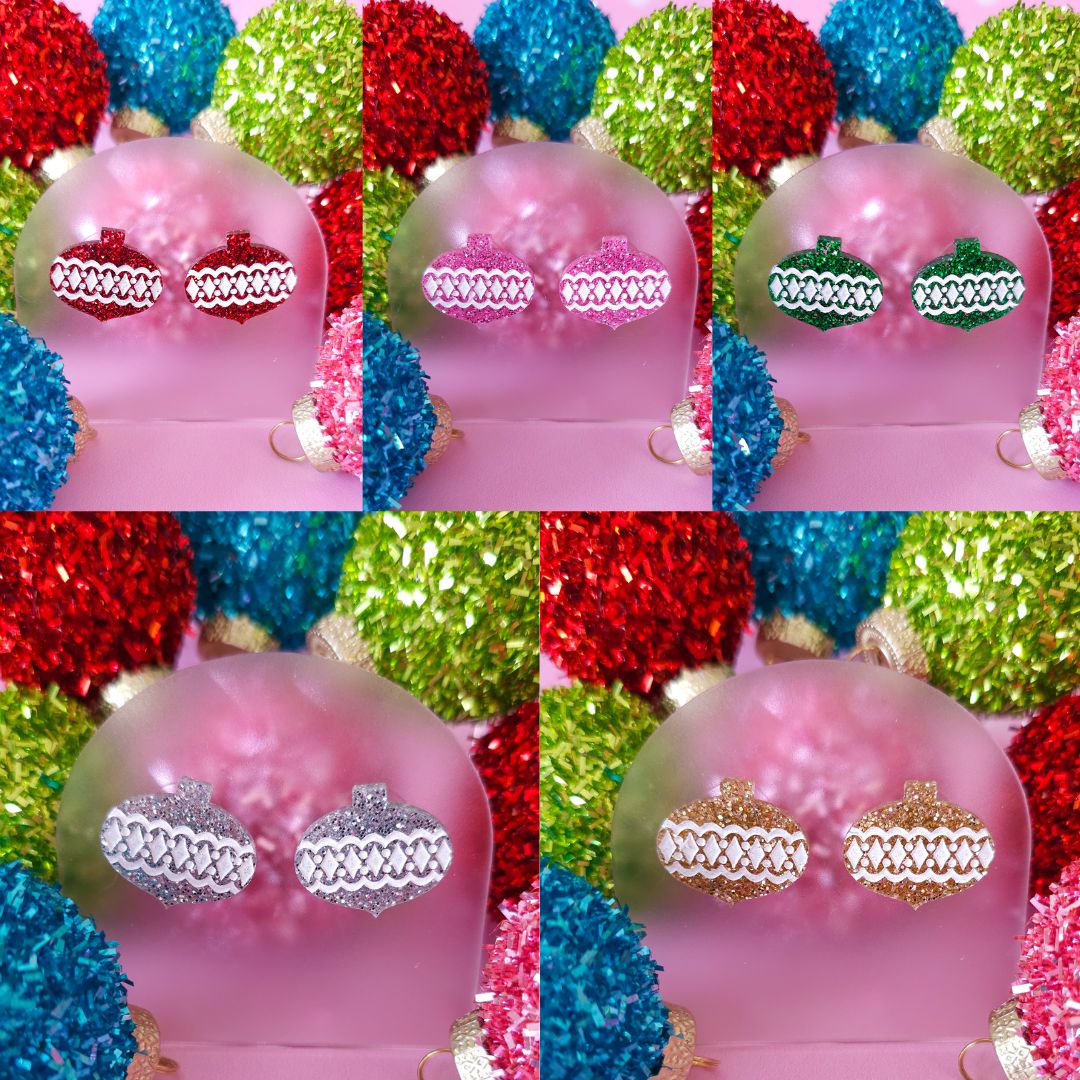 Retro Ornament Stud Earrings - Choose Colour