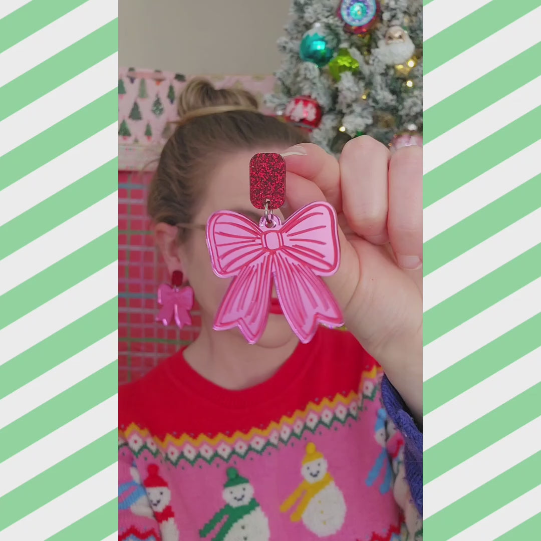 Bow Earrings - Pink