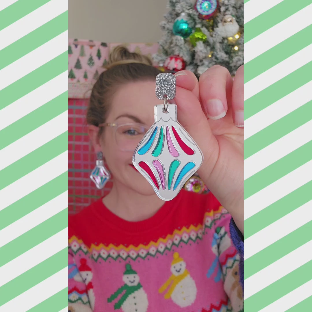 A Colourful Christmas Vintage Bauble Earrings