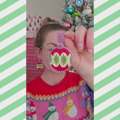 Christmas Of Old Vintage Bauble Earrings - Pink