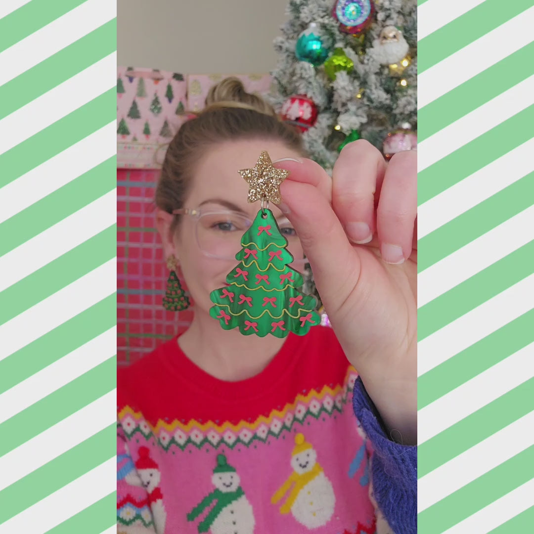 Christmas Tree Earrings - Green