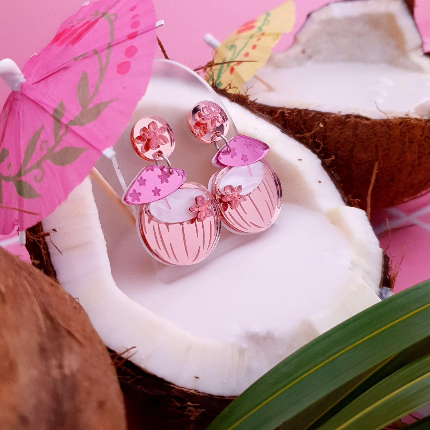 Coconut Cocktail Dangle Earrings