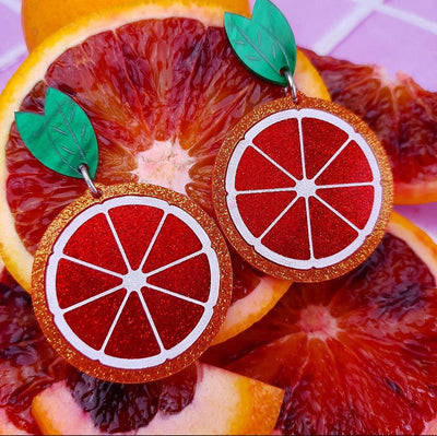 Blood Orange Dangle Earrings-Fun-quirky-earrings-sensitive-ears