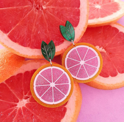 Grapefruit Dangle Earrings-Fun-quirky-earrings-sensitive-ears