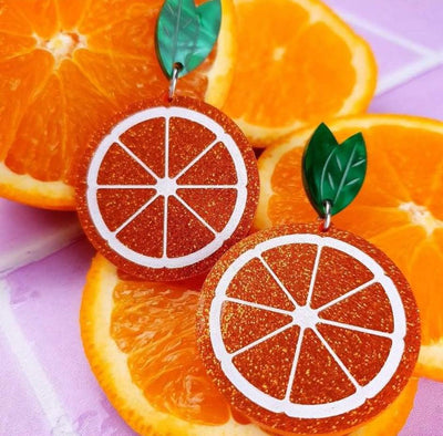 Orange Dangles-Fun-quirky-earrings-sensitive-ears
