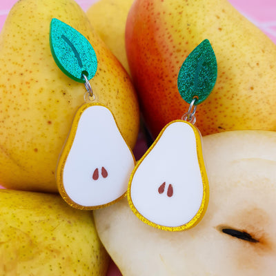 Pear Dangle Earrings-Fun-quirky-earrings-sensitive-ears