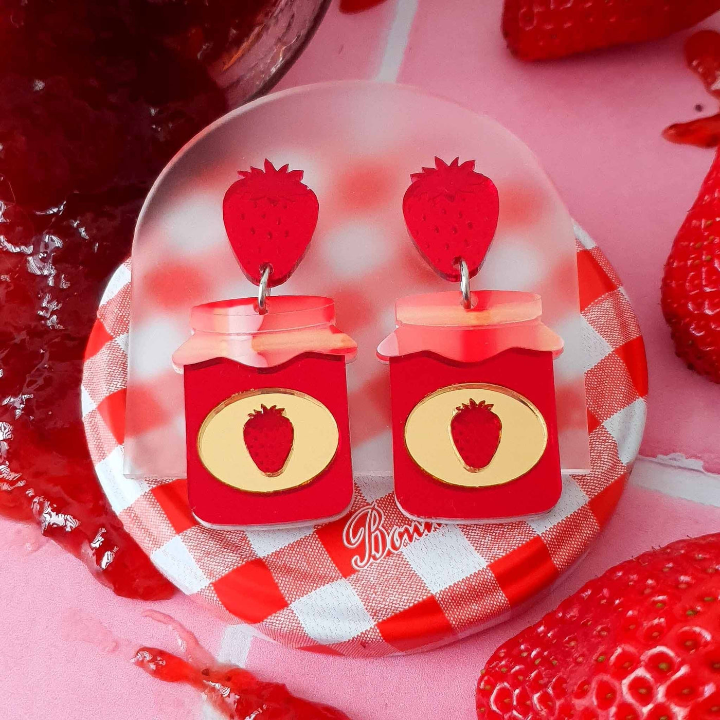 Strawberry Jam Jar Earrings